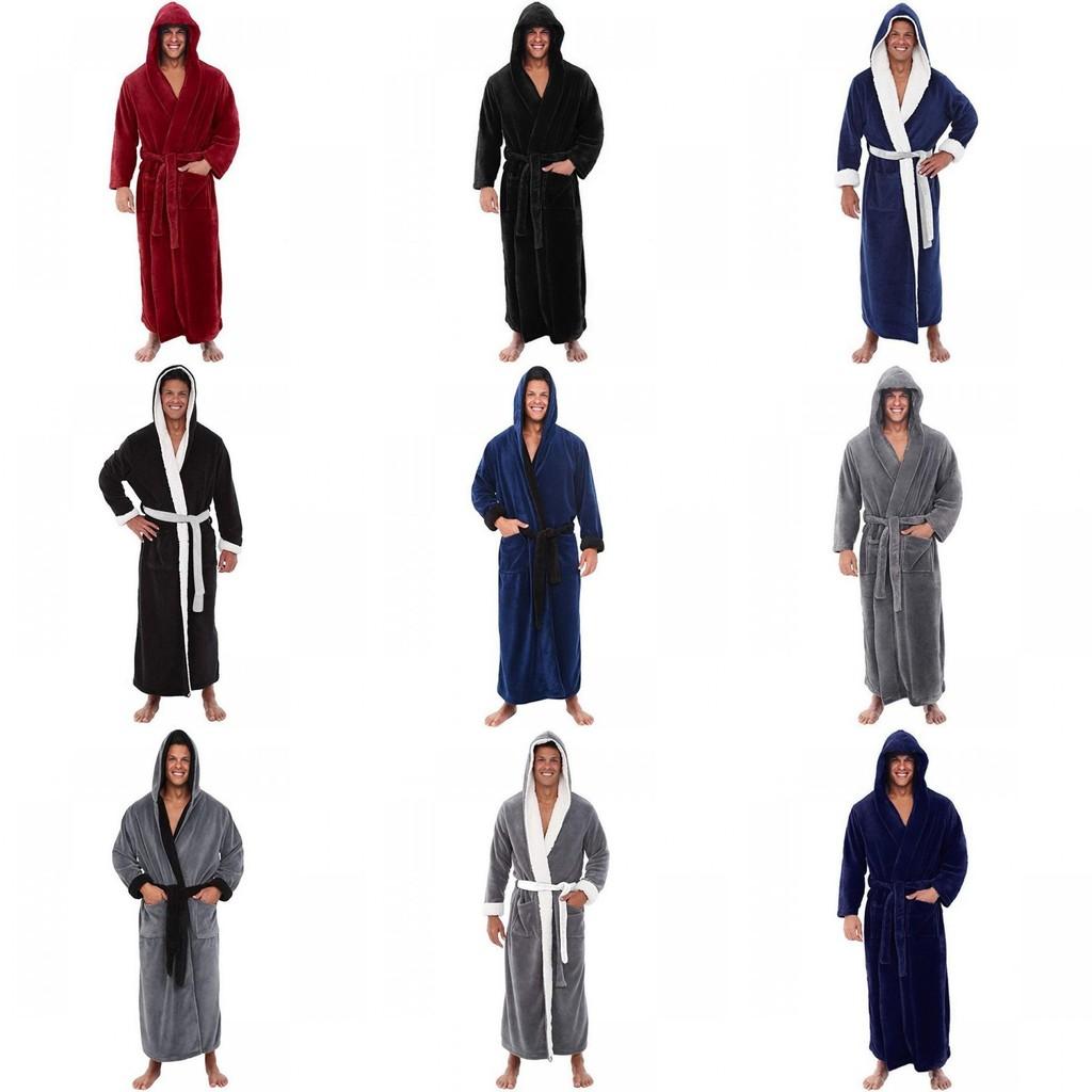 Cozy Long Sleeve Hooded Bathrobe For Autumn And Winter Homewear In Multiple Colors