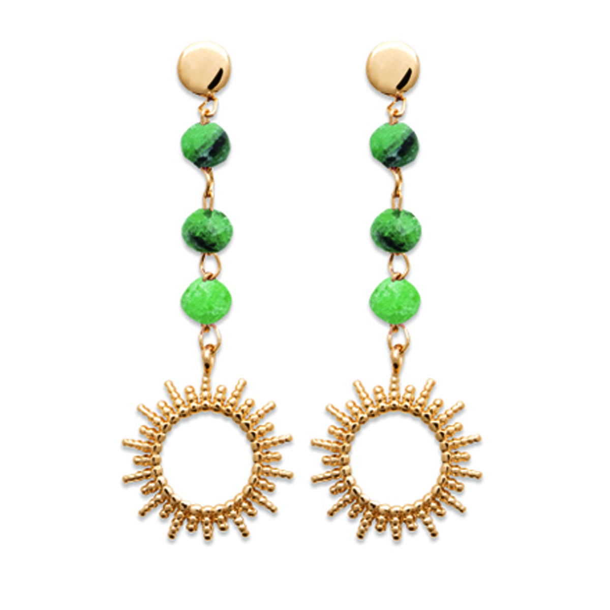 

Les Trésors De Lily [R5810] - Позолоченные серьги Клеопатра золотисто-зеленые (рубиновый циозит) - 30x11 мм