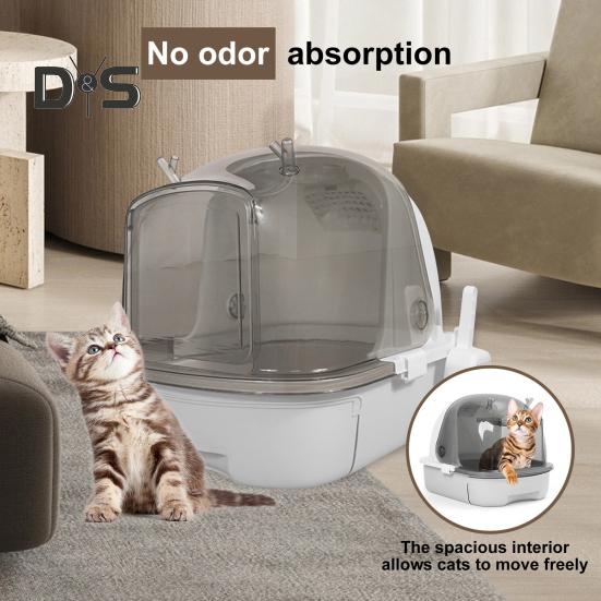 

Большой кошачий туалет с крышкой, антиразбрызгивающий лоток для котят, закрытый туалет, кошачий туалет, зоотовары для кошек