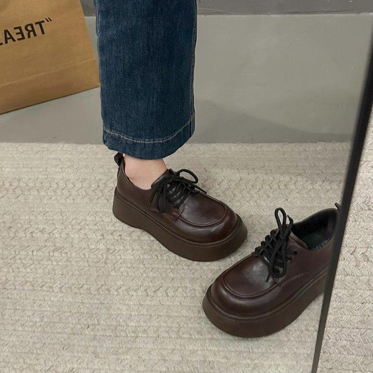 

[Yushilai] Ретро маленькие кожаные туфли в британском стиле женские 2025 весна новинка японские повседневные универсальные модные туфли 40 коричневый