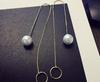 E480 Korean Style Pearl Long Chain Earrings