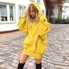 Abito invernale da donna Tendenza moda Donna Colore solido Ampio Manica lunga Ispessito Abito con cappuccio