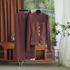 French Light Luxe Beaded Knit Top & Midi Skirt Set for Women