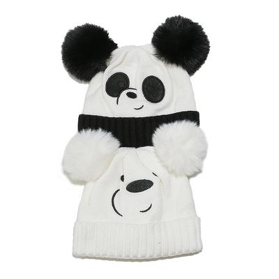 Autumn and Winter New Plush Wool Hat Children's Cute Cartoon Panda Knitted Hat Girl