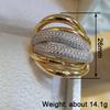 Huitan Irregular Multi-layer Rings for Women Luxury Two Tone Cubic Zirconia Rings Daily Wear Party Modern Fashion Female Jewelry