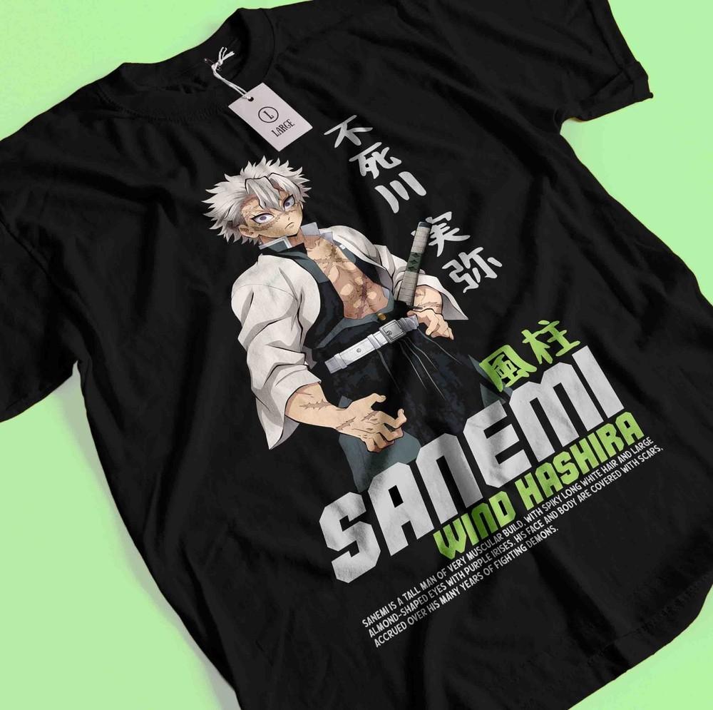 

Demon Slayer Shirt Sanemi Shinazugawa Tshirt Tanjiro T-Shirt Muzan Doma Wind Tee M