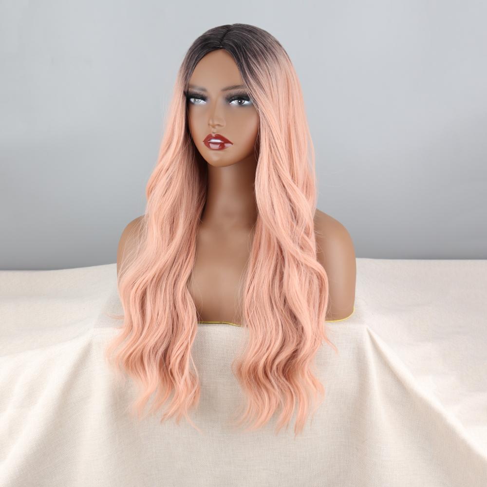 LISI HAIR Dámská dlouhá hnědá vlnitá paruka s ofinou Syntetické vlákno Přírodní vlnitá hnědá Cosplay Hnědá paruka na denní nošení