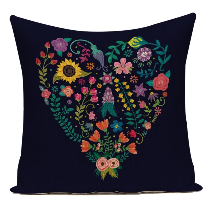 Decorative Throw Pillows Case Color Plant Flower Trees Polyester Sofa Cushion Cover For Living Room Capa De Almofadas