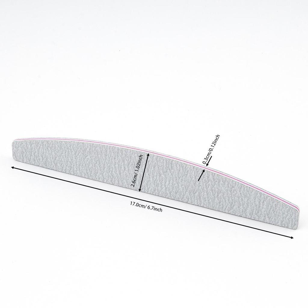 Half-Moon Double-Sided Nail File 100/180 Grit - Washable, Non-Shedding