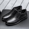 Warm Plush Fur Men's Chelsea Boots Genuine Leather Comfortable Ankle Boots Ultra-light Casual Slip On Footwear Business Loafers