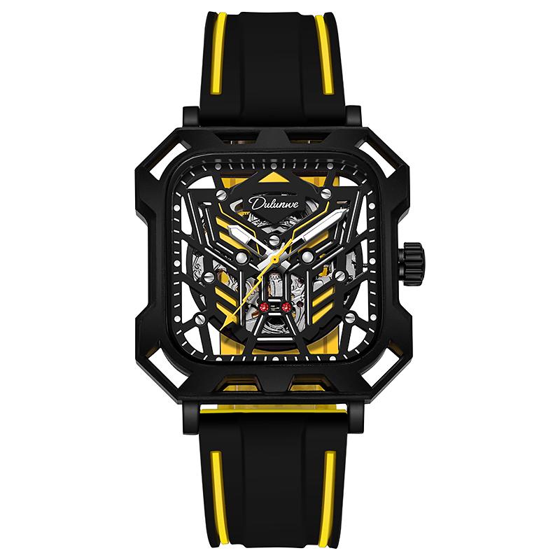 Fashion Automatic Mechanical Watch For Men Luxury Waterproof Men Watch Square Transparent Hollow Design Sports Wristwatches