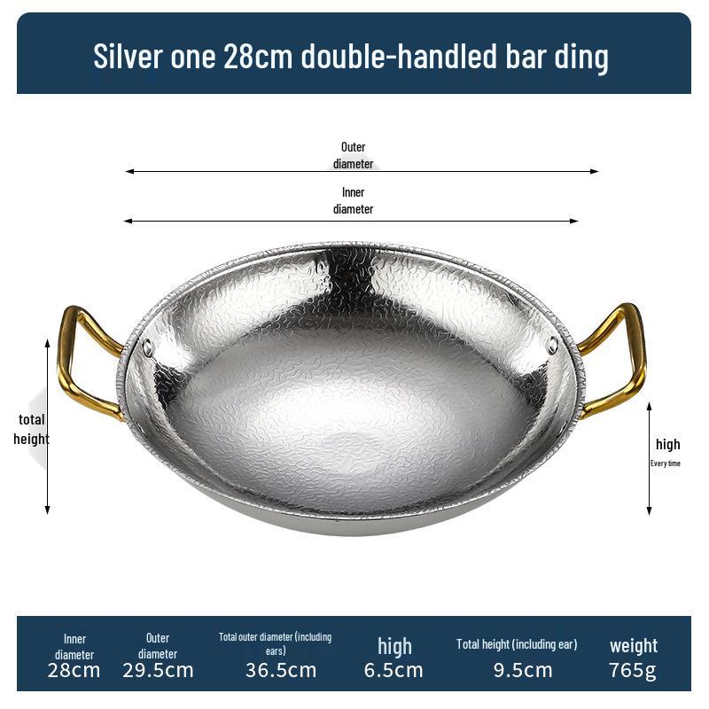 Gold Double Ear Stainless Steel Seafood Pot with Alcohol Stove for Camping