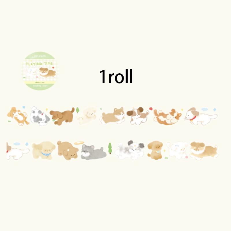 Mr.Paper,Cute Animal Masking Tape 1 Roll Kawaii Dog PET Tape Home Handbook Scrapbook Decoration Gifts