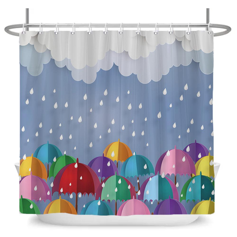 Cute Little Animal Shower Curtain Baby Room Decor Waterproof Kawaii Shower Curtain Bathtub Curtain Bathroom Textured With Hooks