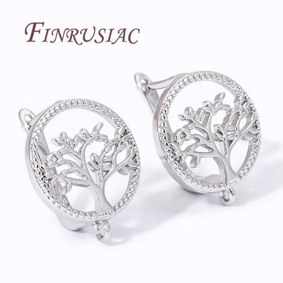 DIY Damenschmuck 18K Gold Plated Lebensbaum Rund Schwenzy Ohrhaken Verschluss Zubehör Für Ohrringe, Ohrbügel Befestiger