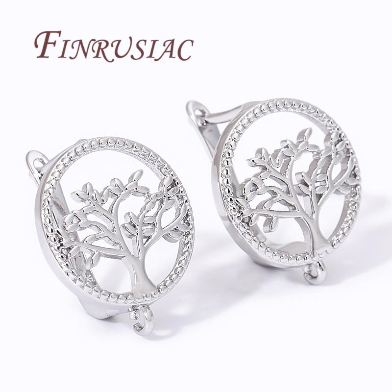 DIY Women's Jewelry 18K Gold Plated Life Tree Round Shvenzy Earring Hooks Clasp Accessories For Earrings,Earwires Fasteners