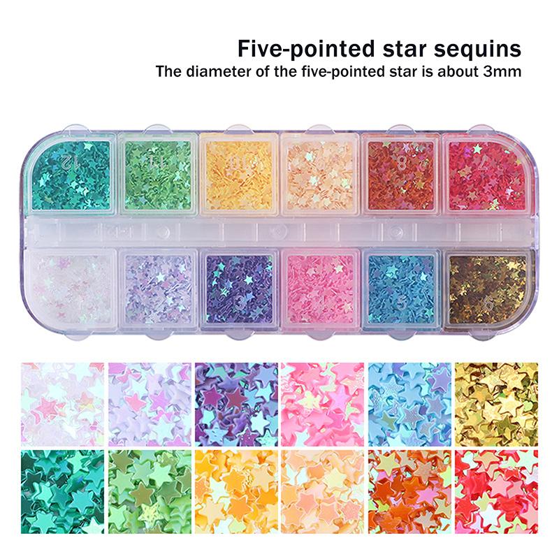 

Holographic Sweet Love Heart Nail Art Glitter Sequins Shining Laser Fluorescence Star Butterfly 3D Nails Decorations Accessories A9