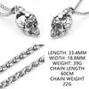 HNSP 316L Stainless Steel Solid Skull Head Pendant Chain Necklace For Men Punk Gothic Motorcycle Style Skeleton Jewelry Gift