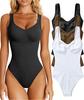 European And American New Women'S Onesie Sexy Pit Ribbed V-Neck Sleeveless Vest Onesie White