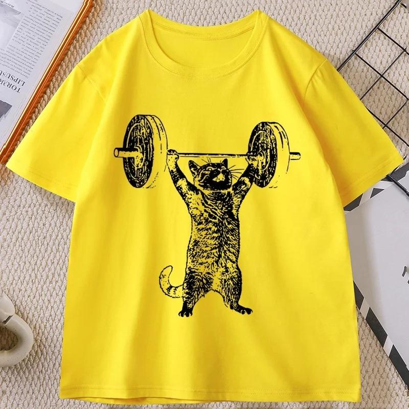 Divertente Maglietta da Palestra per Gatti Unisex Maglietta da Allenamento per Gatti Unisex Maglietta da Palestra Vintage Casual Girocollo Manica Corta Streetwear