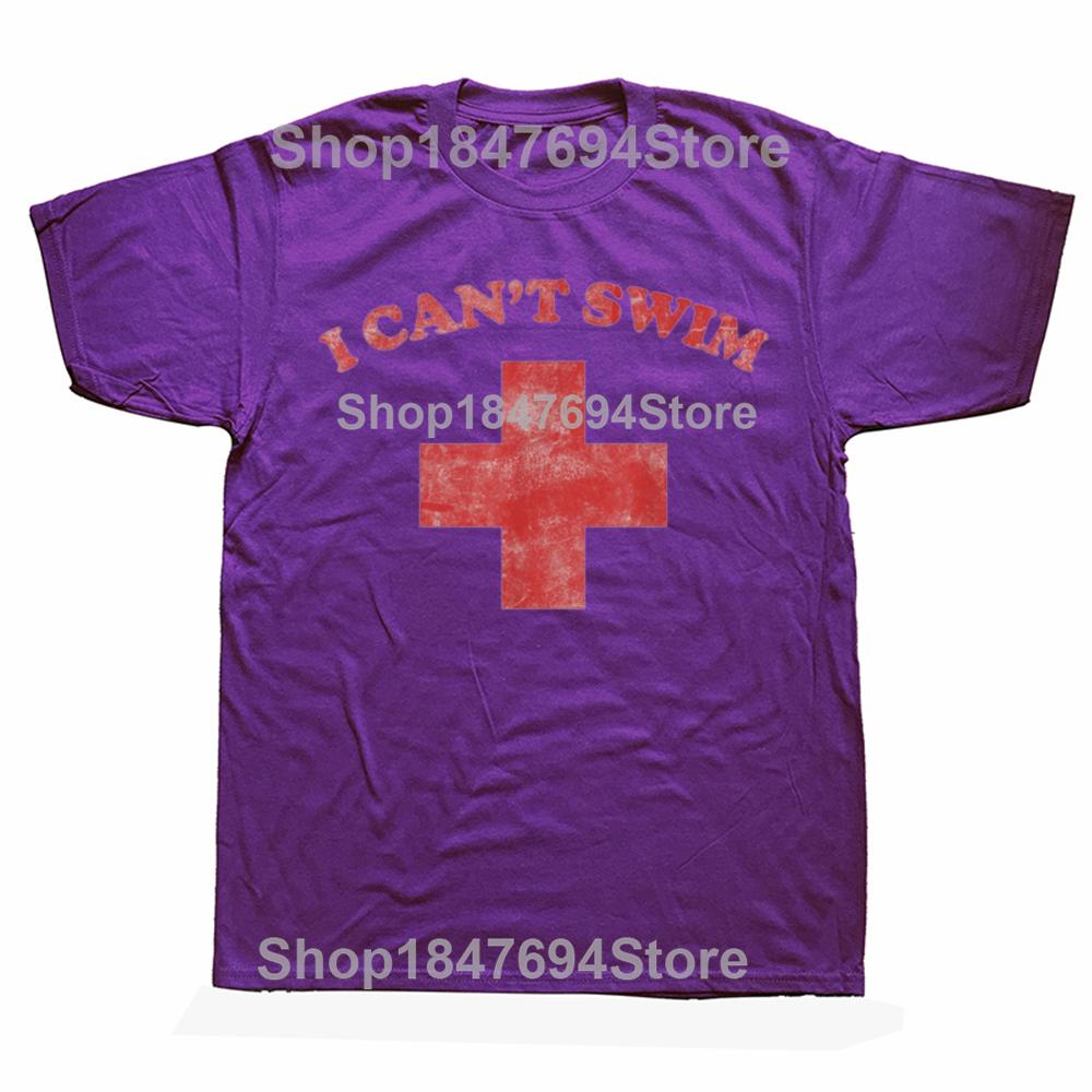 Lustiges Ich kann nicht schwimmen Rettungsschwimmer Grafik T-Shirts T-Shirt Herren Damenmode Lässig Übergroß 100% Baumwolle Vatertags T-Shirt