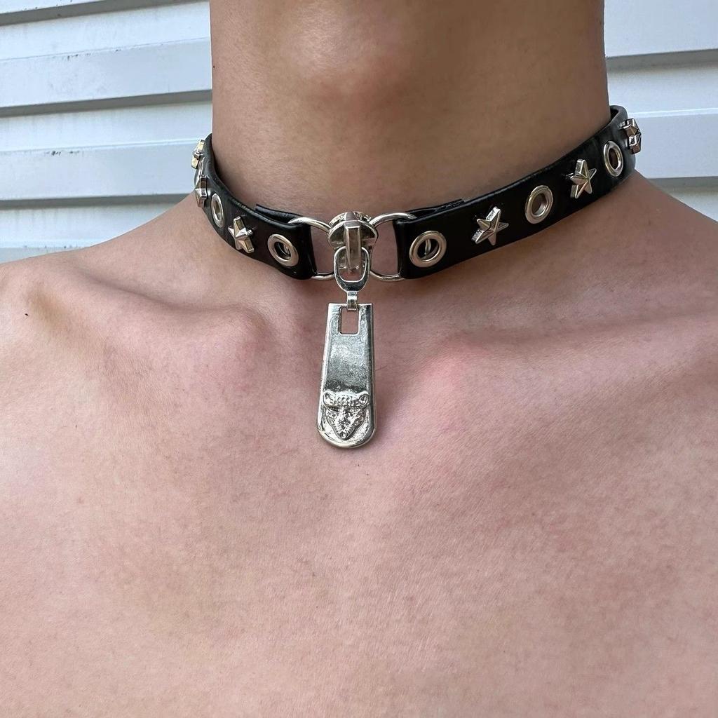 European and American cross-border y2k babes butterfly leather collar punk rock choker collarbone chain necklace foreign trade jewelry
