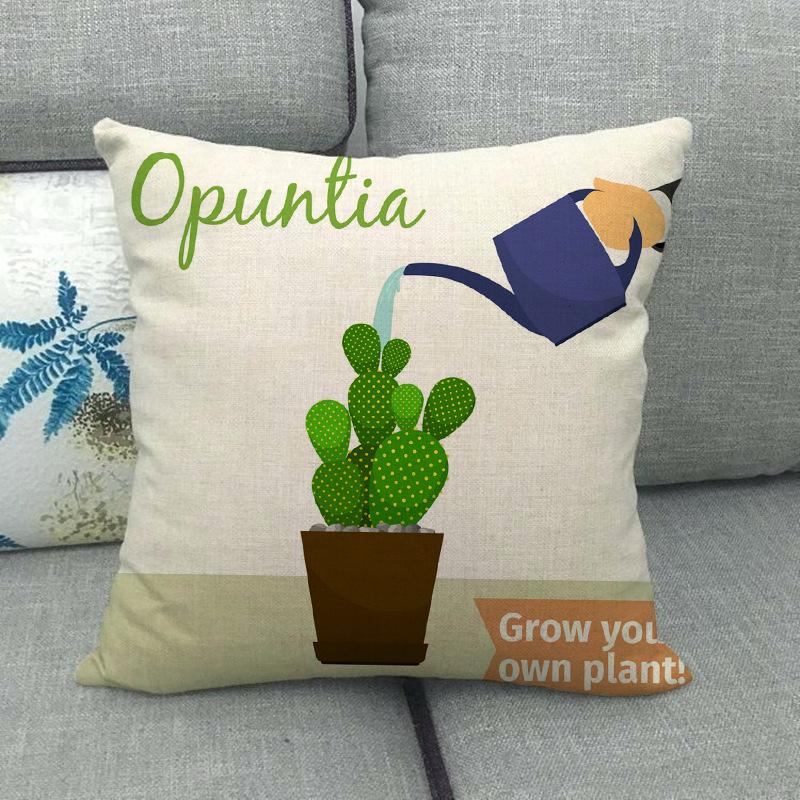 The Pattern Of The Watering Cactus Digital Printing Short Plush Pillow Covers For Car Sofa Office Cushion Cover Home Goods