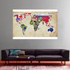 Kunst-Hintergrundtuch Retro-Weltkarte mit Nationalflaggen Wandposter, Rahmenlos für Zuhause Geografische Werkzeuge, Reisebedarf