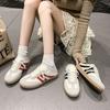 Baotou half slippers women's 2025 summer new Korean version color matching flat heel lazy shoes casual foot cover German training single shoes women
