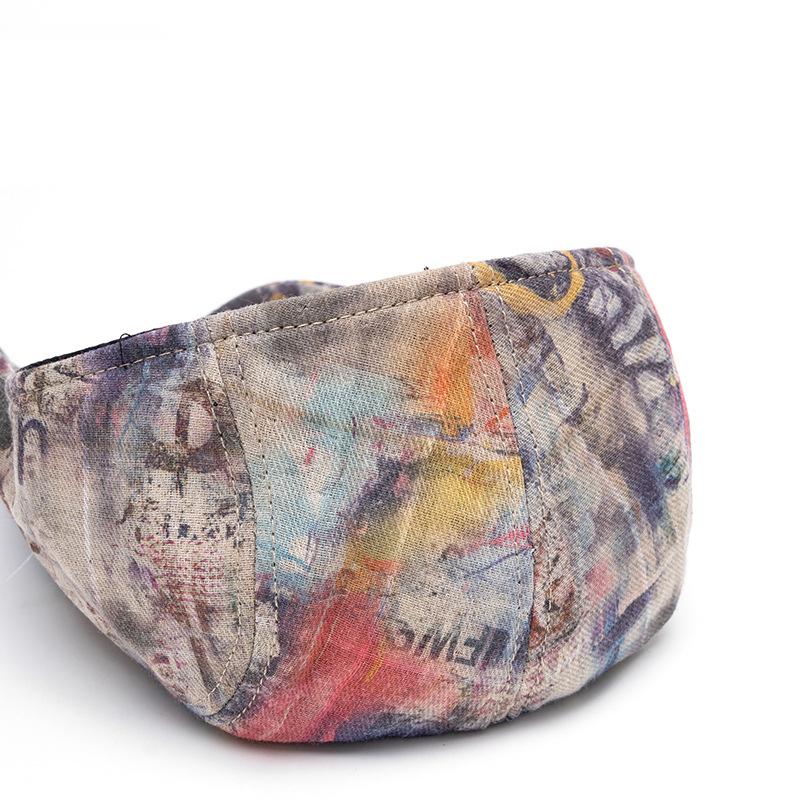 Tie-Dye Beret Women's Spring Summer Thin Cap Graffiti Forward Cap Men Newsboy Hat