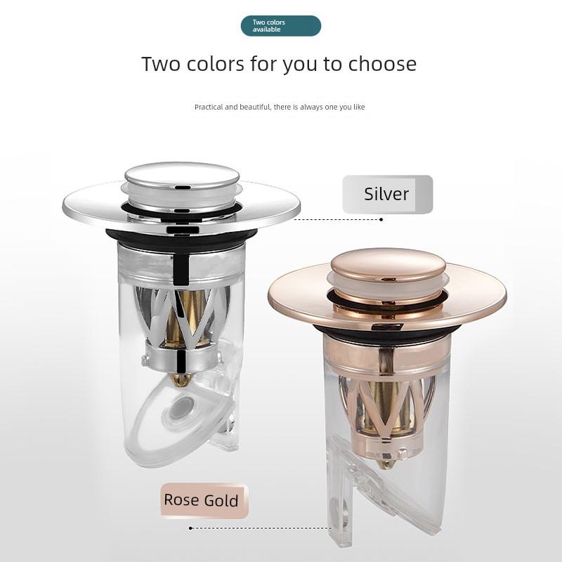 Press-Type Anti-Odor Drain Stopper for Washbasin, Universal Bounce Core Drain Filter for Washbasin