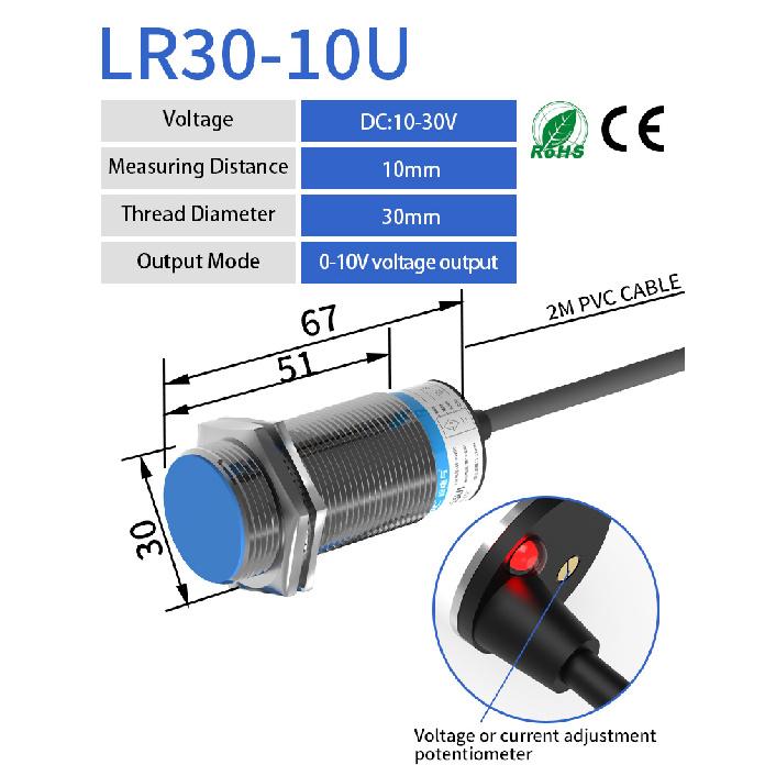 GTRIC Analog Linear Displacement Proximity Sensor M12 M18 M30 0-10V Voltage or 4-20mA Current Output Inductive SwitchReplacement Sensors2