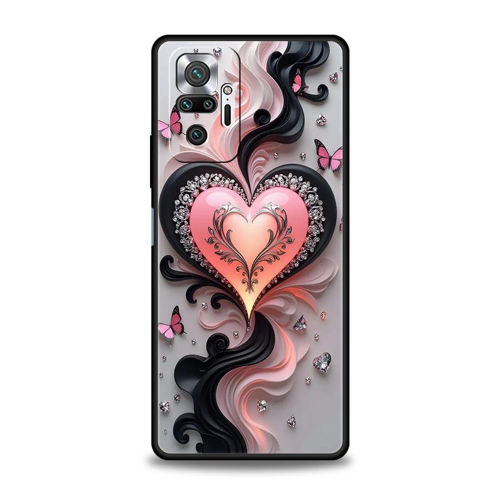 Colored Love Heart Printed Phone Case Cover for Redmi 14C 10C Note 15 14 13 12 10 11 K40 Pro Plus 5G Shockproof Soft TPU Shell