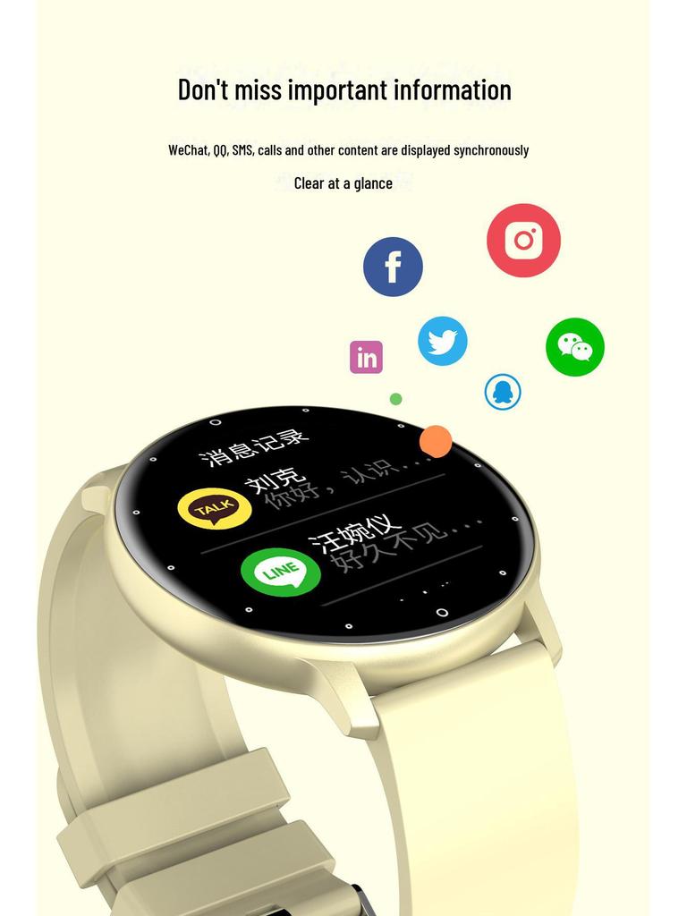 Waterproof Bluetooth Smart Watch with Blood Pressure & Sleep Detection - Sports & Health Monitoring Smart Watch