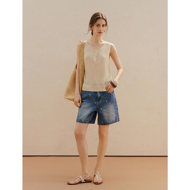 INMAN Women's Lyocell Linen Knit Vest