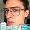 Neue Herren-Myopiebrille Metall Doppelsteg-Brillengestell Astigmatismus Geschäftsleute Brille Rechteckig Korrektionsbrille