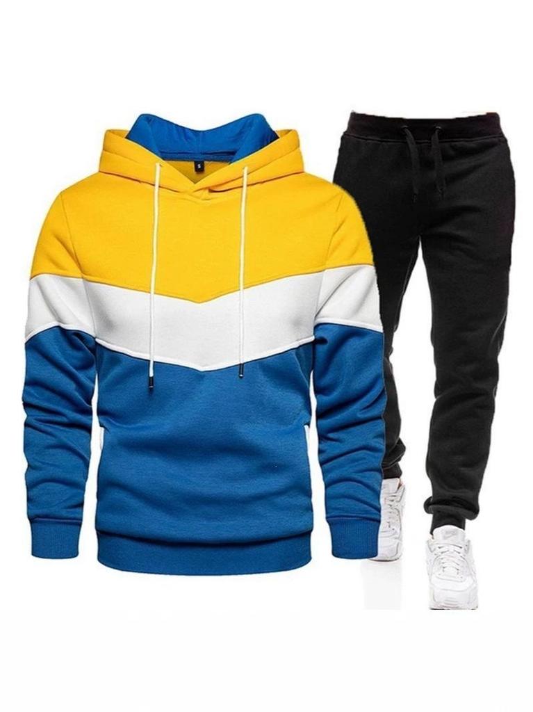 Men's Fashion Sports Suit: Hooded Sweatshirt & Long Pants Set for Spring/Autumn