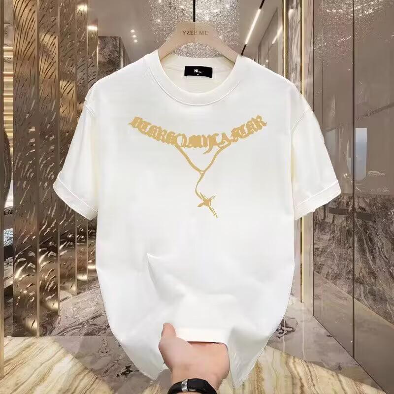 Guochao Herren T-Shirt mit schwerer Stickerei, lockere Passform - Trendiger chinesischer Stil, Sommer, Kurzarm, Übergrößen erhältlich.