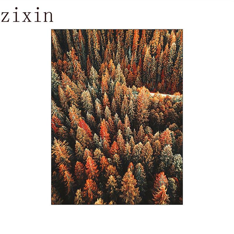 Autumn Forest Pumpkin Maple Leaves Landscape PosterWall Art Canvas Painting Squirrel  and Painting Wall Posters Livingroom Decor