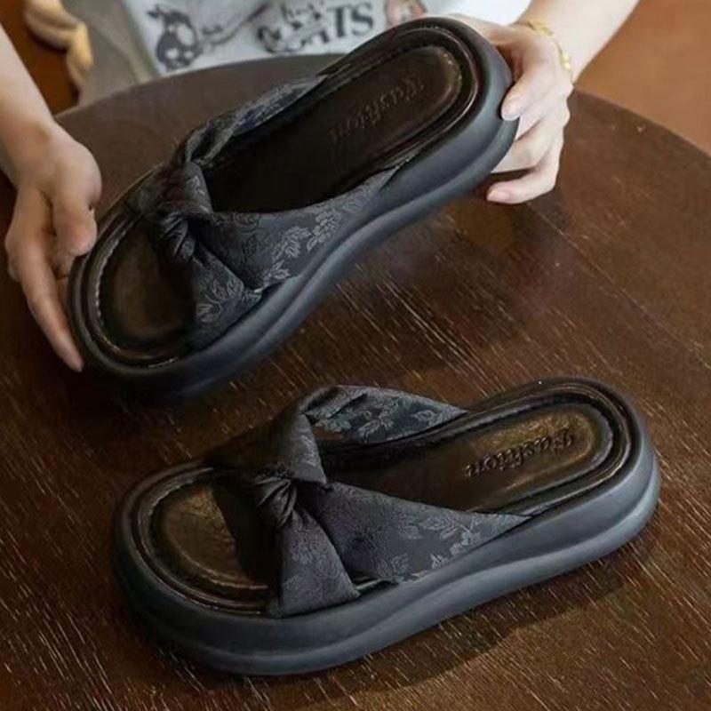 Nationalstil mit dicker Sohle, coole Hausschuhe für Damen, neu 2025, Sommerbekleidung, Feenstil zum Rock, Umstandsmode, Strandschuhe