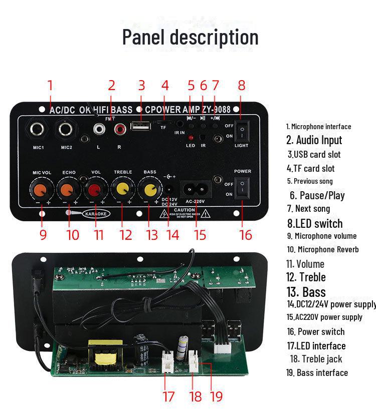 Home & Outdoor Bluetooth Karaoke Car Audio Subwoofer Amplifier Board