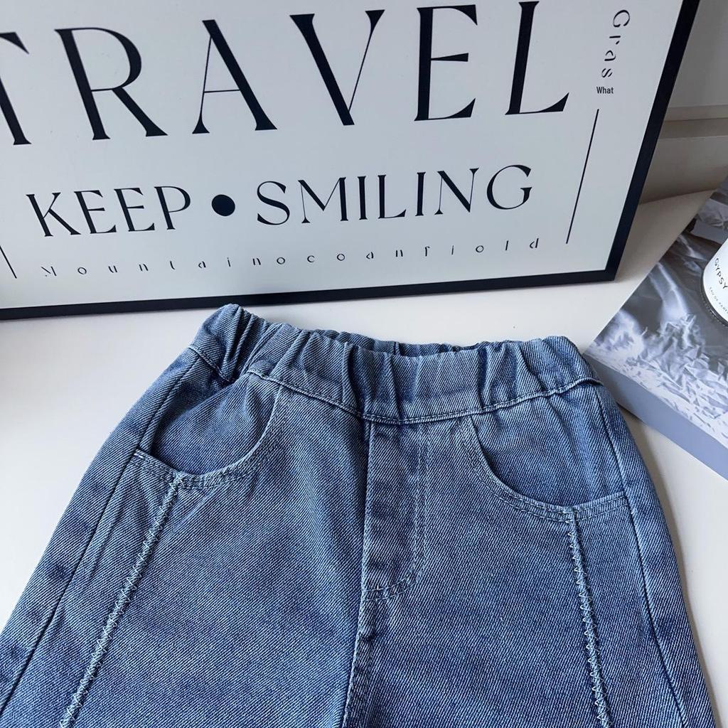 Girls' Wide-Leg Denim Jeans with Rolled-Up Hem - Spring & Autumn Korean Style (ACB116)