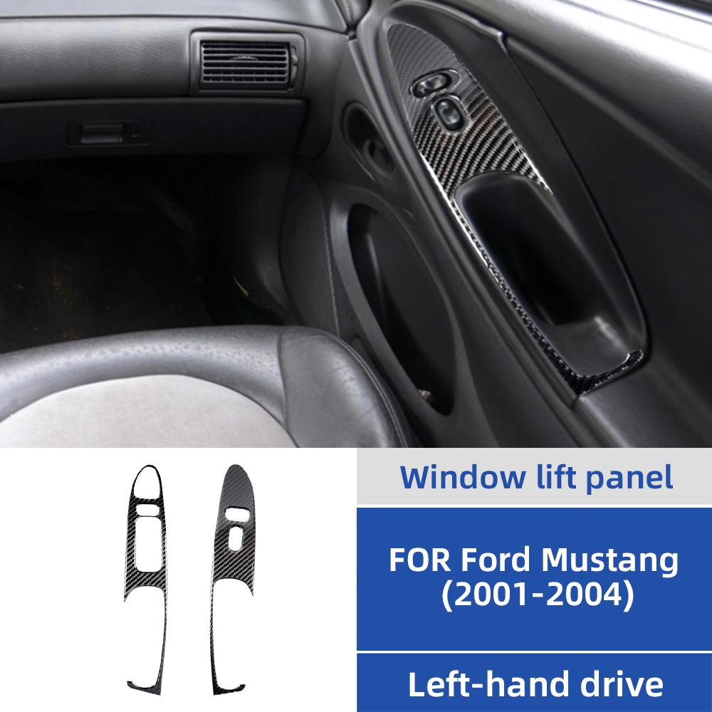 Carbon Fiber Window Lift Panel Cover for Ford Mustang 2001-2004 One Size