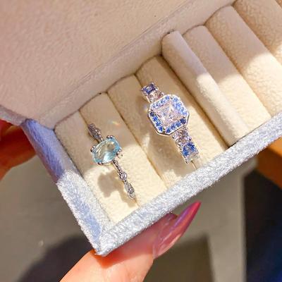 Zircon Water Drop Open Ring: Fashionable Three-Layer Design with Luxurious High-End Feel