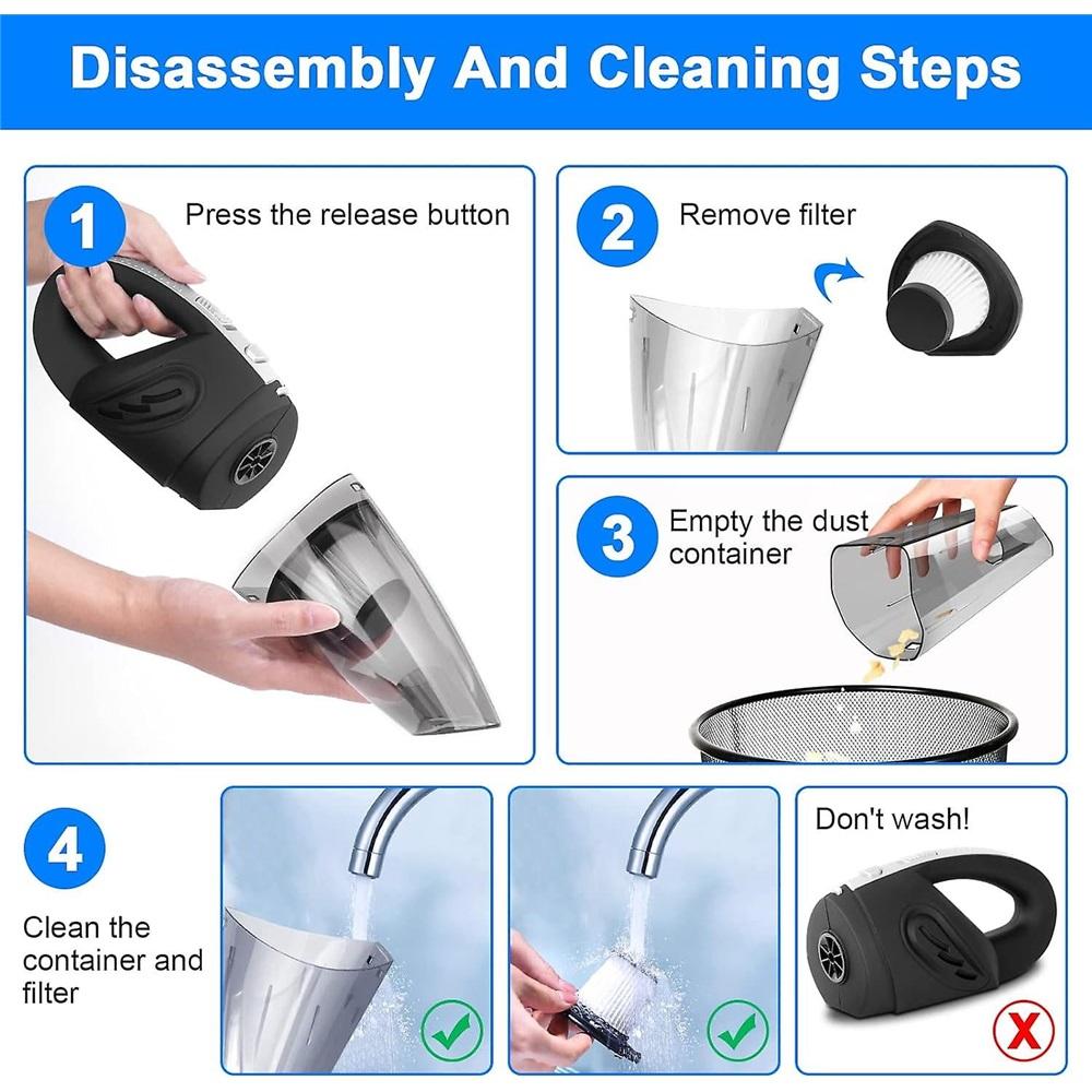 Handheld Vacuum Cleaner, 4500pa 120w Rechargeable Car Vacuum Cleaner , Cordless Portable Car Desk Vacuum Cleaner With Washable Filter/nozzle