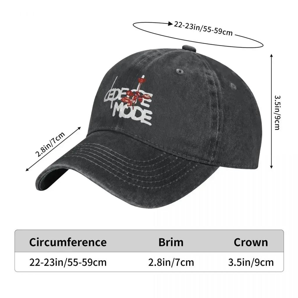 Men Women Red Mode Flowers Depeche Modes Rock Band Baseball Cap Vintage Distressed Denim Sun  Adjustable