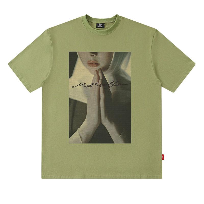 European And American High Street Abstract Printing T-Shirt Oversize Large Version Casual Cotton Short-Sleeved T-Shirt Men And Women