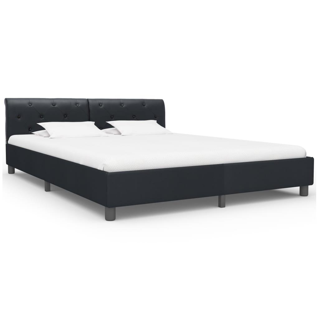 Bed Frame Black Faux Leather 160 * 200 cm