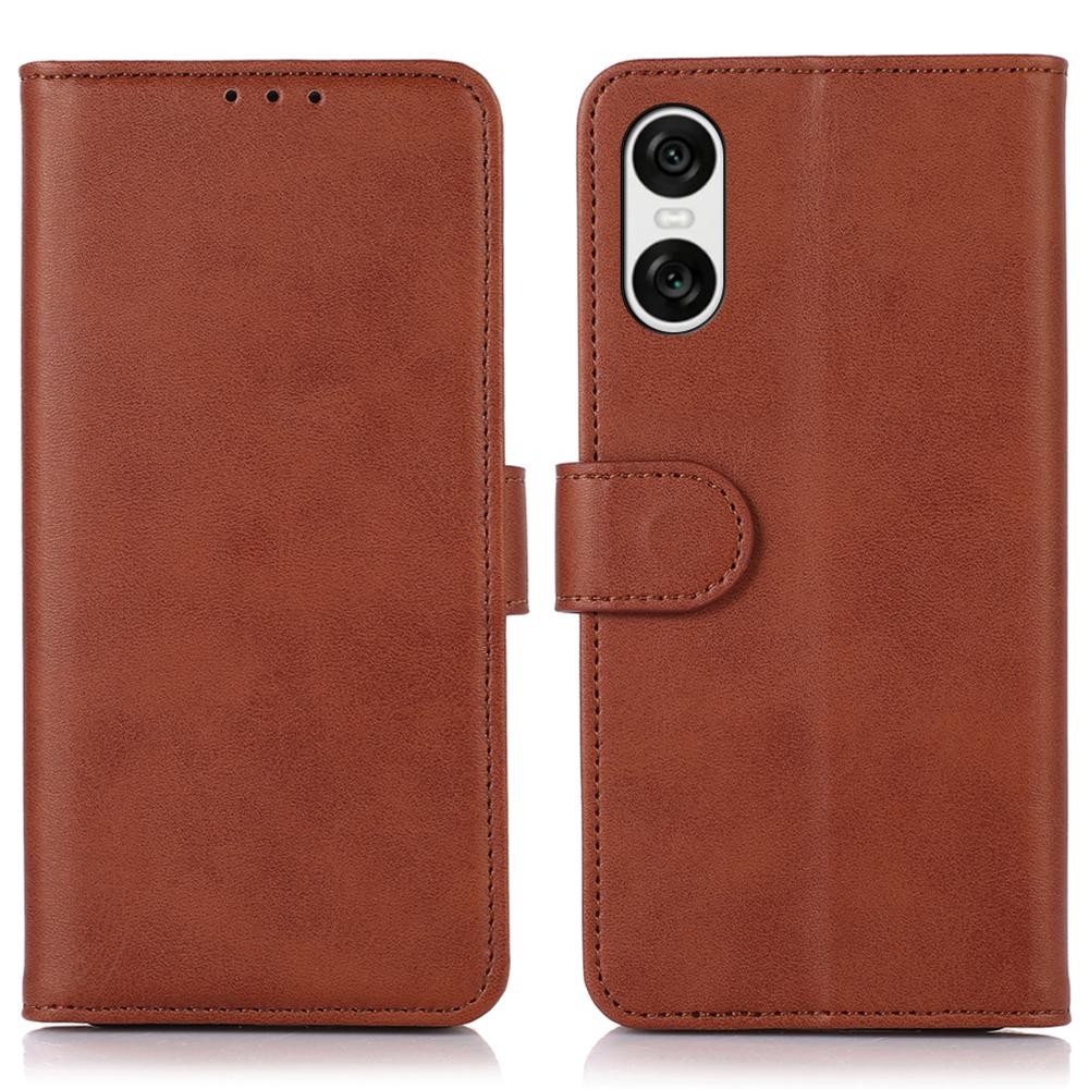 For Sony Xperia 10 VI Case Leather Cowhide Texture Phone Wallet Cover with Magnetic Clasp