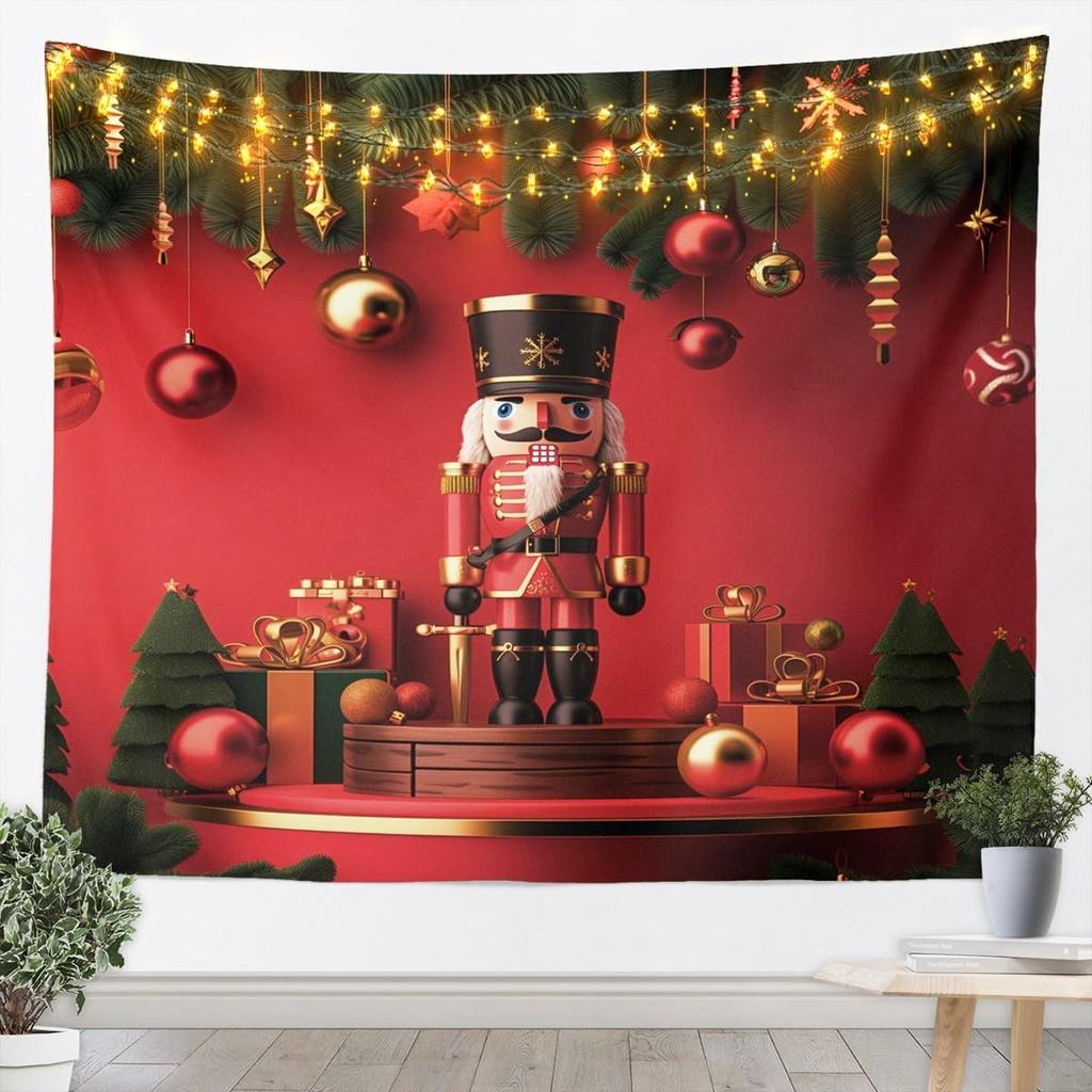 Christmas Nutcracker Tapestry for Bedroom Aesthetic Botanica Garden Wall Tapestry Aesthetic Soldier Royal Guarder Tapestries